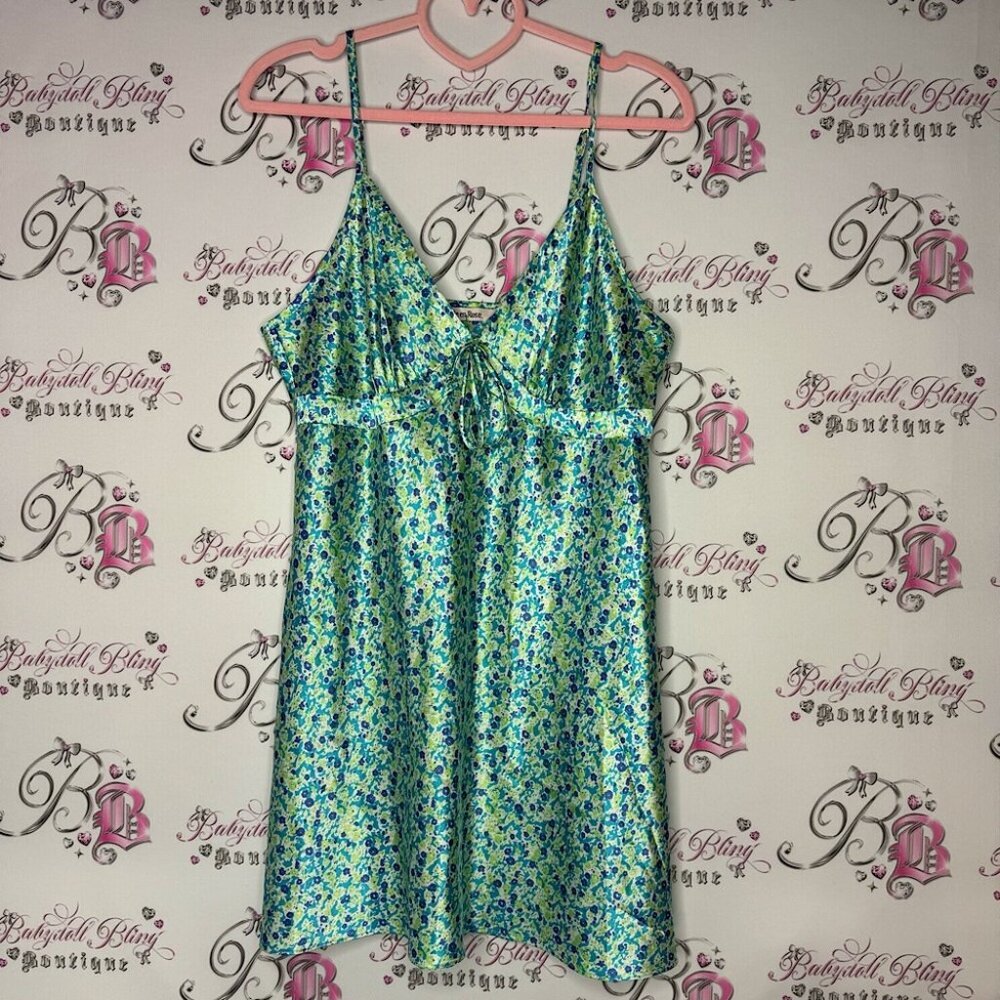 La vie en rose dress night gown nighty pj camisole slip silky satiny floral y2k